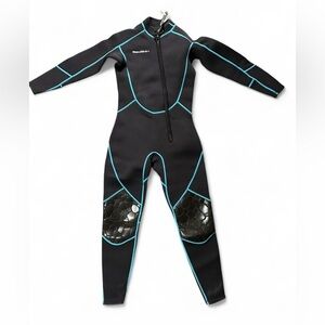 Women’s Full-Length Black & Teal Wetsuit with Front Zip